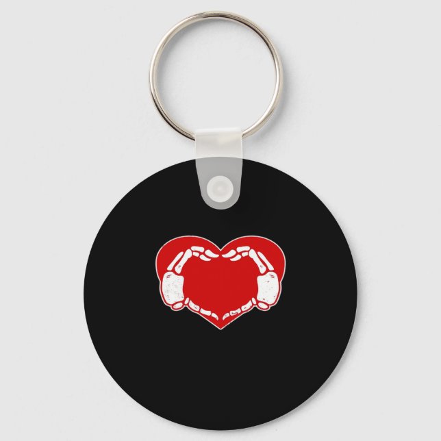 Porte-clés Heart Skeleton mains gothique Valentine Rouge clas (Recto)