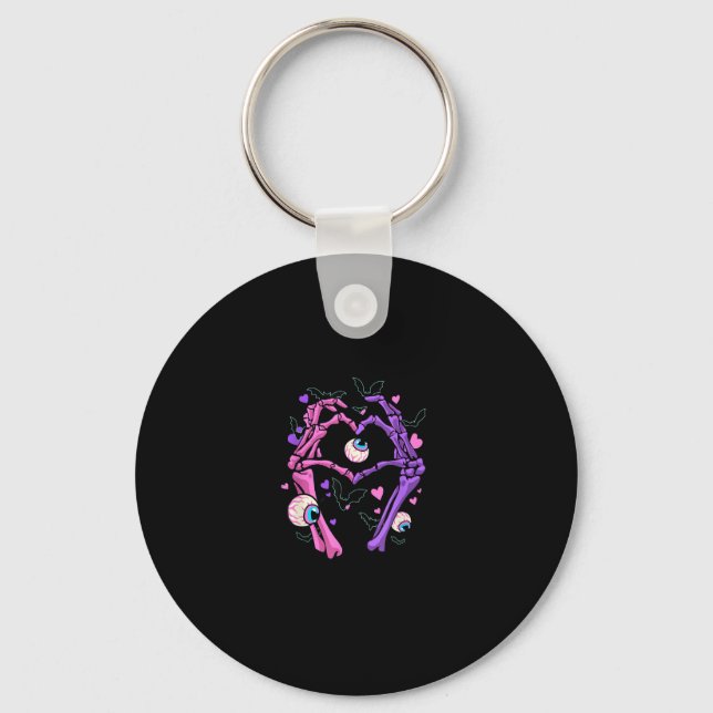Porte-clés Heart Skeleton Mains - Halloween Pastel Goth Eyeba (Recto)