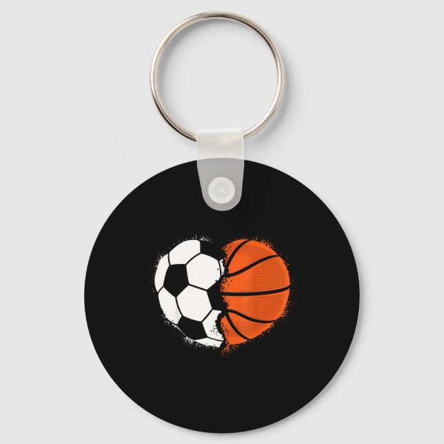 Porte-clés Heart Srts Soccer Basketball Ball Lover Valentines (Recto)