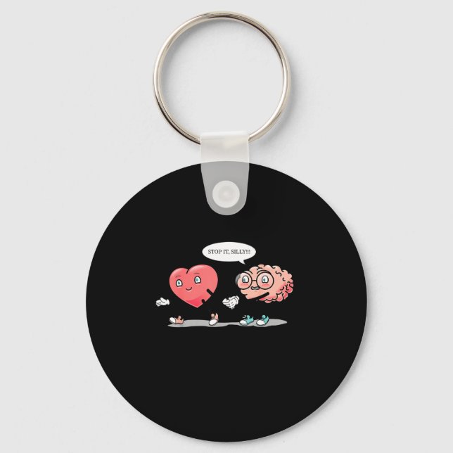 Porte-clés Heart Vs Brain Heart Leading Brain Valentines  (Recto)