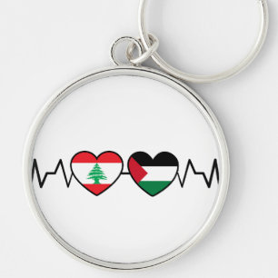 Porte-clés Heartbeat Lebanon Palestine Unity drapeaux.