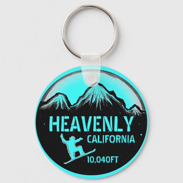 Porte-clés Heavenly California teal snowboard art keychain (Recto)