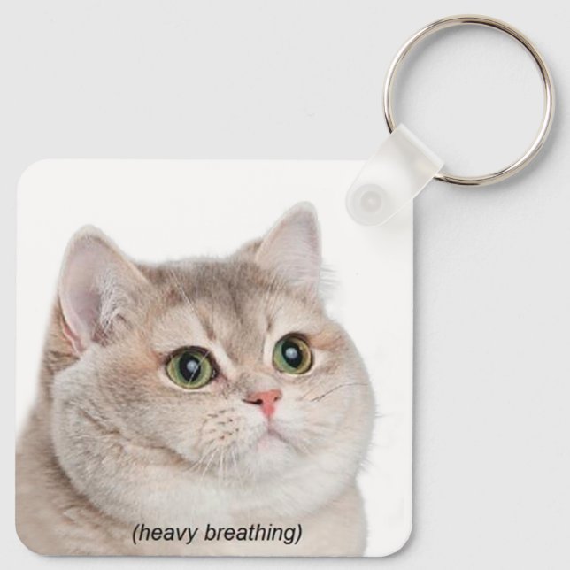 Porte-clés Heavy Breathing Cat Meme Double Sided Keychain (Dos)