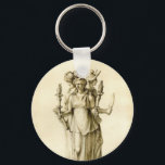 Porte-clés Hécate à trois corps<br><div class="desc">Hecate ou Hekate (/ˈhivalkattiː/; grec ancien Ἑ ά τ, Hekátê ; /ˈhivalkatt/) est une déesse antique, le plus souvent montrée tenant deux torches ou une clé et dans les périodes ultérieures représentées sous forme triple. Elle est associée à divers carrefours, entrées, feu, lumière, la Lune, magie, sorcellerie, connaissance des herbes...</div>