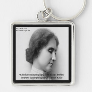 Porte-clés Helen Keller et Célèbre Citation Sourde/Aveugle