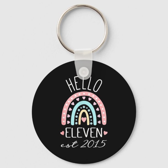 Porte-clés Hello Eleven Est 2015 Birthday Rainbow Born In 201 (Recto)