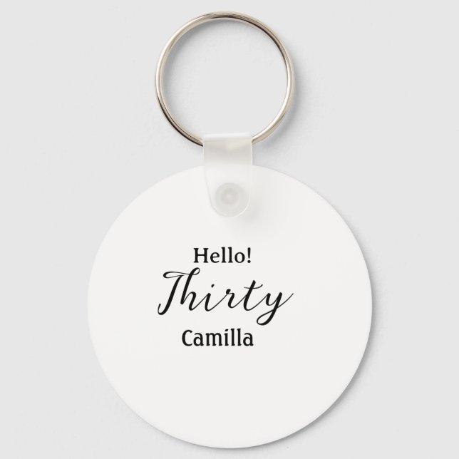 Porte-clés Hello thirty birthday name simple minimal elegant  (Recto)