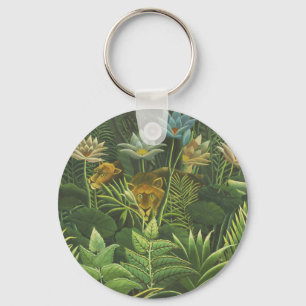 Porte-clés Henri Rousseau Jungle Tropical Lion Impression Vin
