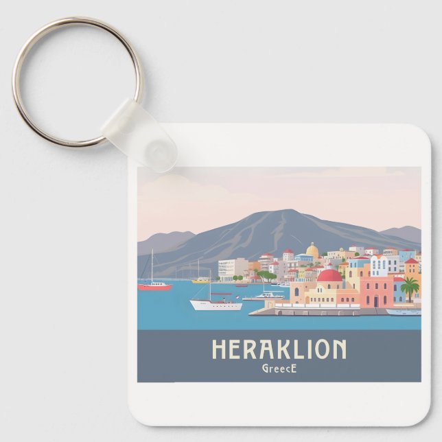 Porte-clés Heraklion Greece Pastel Travel – Venetian Harbor (Recto)