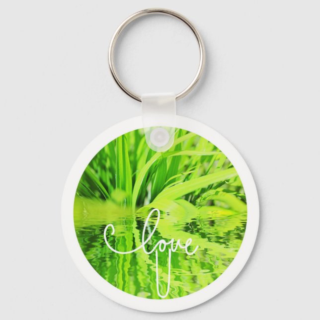 Porte-clés Herbe Verte Bonheur Je T'aime (Recto)