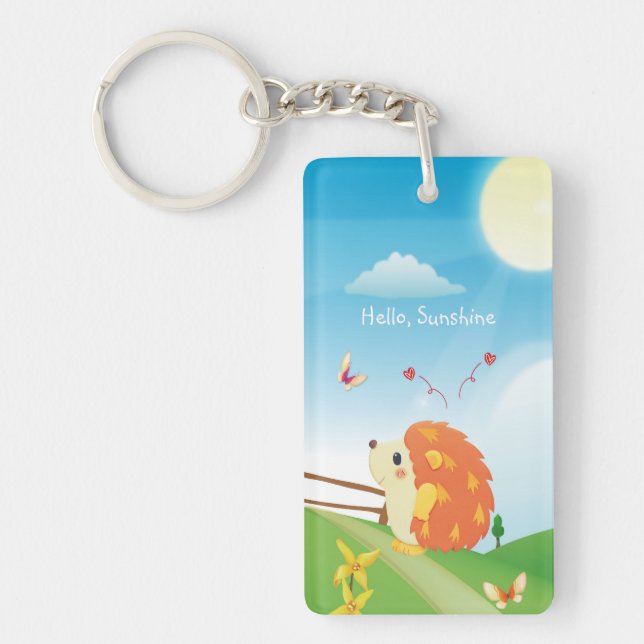 Porte-clés Hérisson mignon d'amour avec le jour ensoleillé de (Devant)