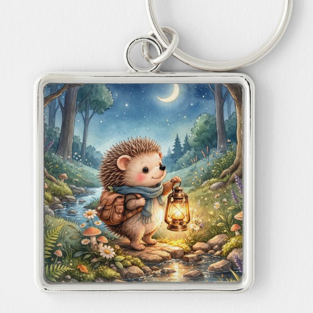 Porte-clés Hérisson mignon de la forêt avec lanterne  (Devant)