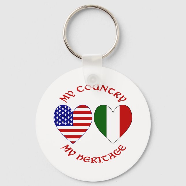 Porte-clés Héritage américain italien de pays (Recto)