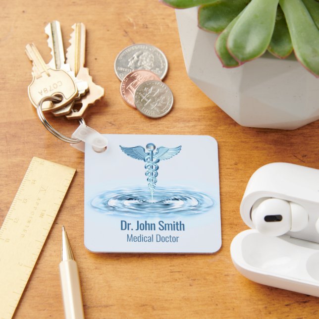 Porte-clés Hermes Rod Caduceus Blue Water Riples Médicale (Bureau)