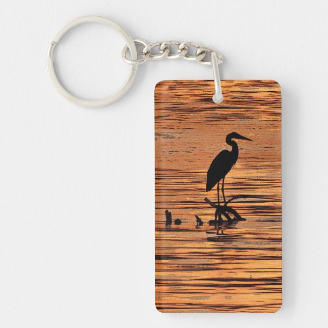 Porte-clés Héron au coucher du soleil (Devant)