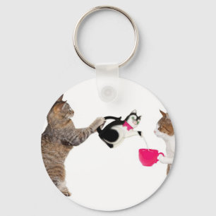 Porte-clés Heure du thé pour des chats de minou