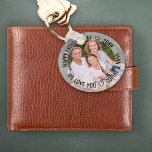 Porte-clés Heureuse photo de Fête des pères We Love You Grand<br><div class="desc">Fête des pères Photo porte - clé avec texte entièrement modifiable pour encadrer votre photo de famille préférée. La formulation actuelle se lit "HEUREUSE FÊTE DES PÈRES ♡ 20## .. NOUS VOUS AIMONS ♡ [VOS NOMS]" et est assis sur une bordure semi-opaque. Le lettrage gras est facile à customiser avec...</div>