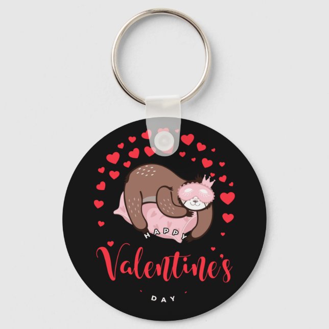 Porte-clés Heureuse Sainte-Valentin Baby Sloth Dormir Lazy (Recto)