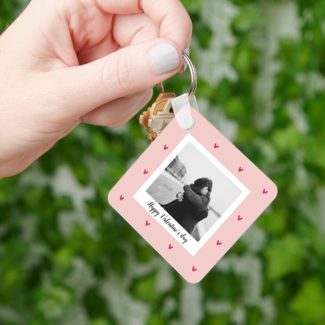 Porte-clés Heureuse Sainte-Valentin | Coeur rose et rouge | C (main)