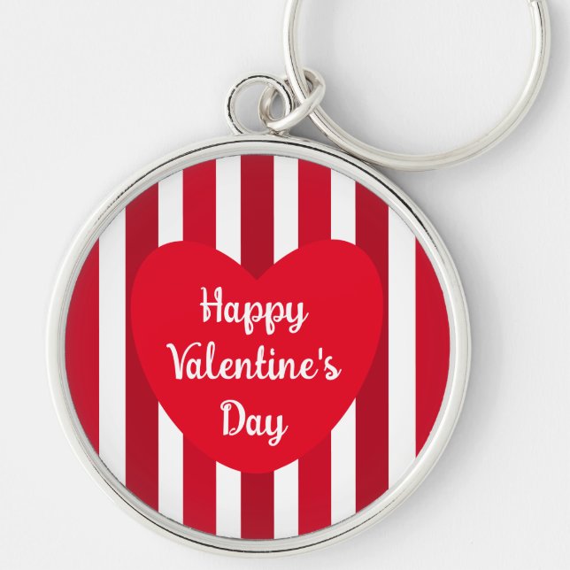 Porte-clés Heureuse Sainte-Valentin mignon rouge rayé simple (Devant)