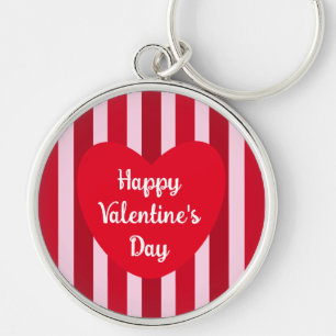 Porte-clés Heureuse Sainte-Valentin mignon rouge rayé simple