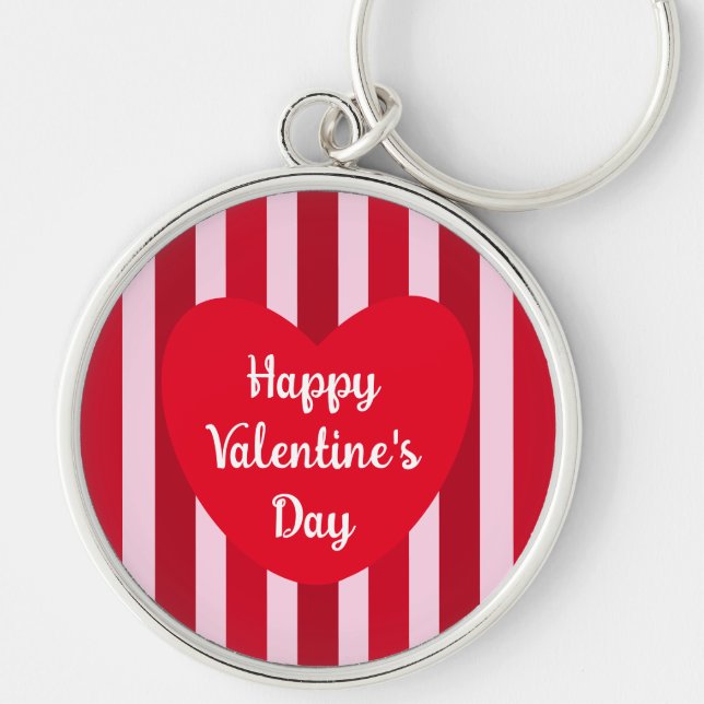 Porte-clés Heureuse Sainte-Valentin mignon rouge rayé simple (Devant)