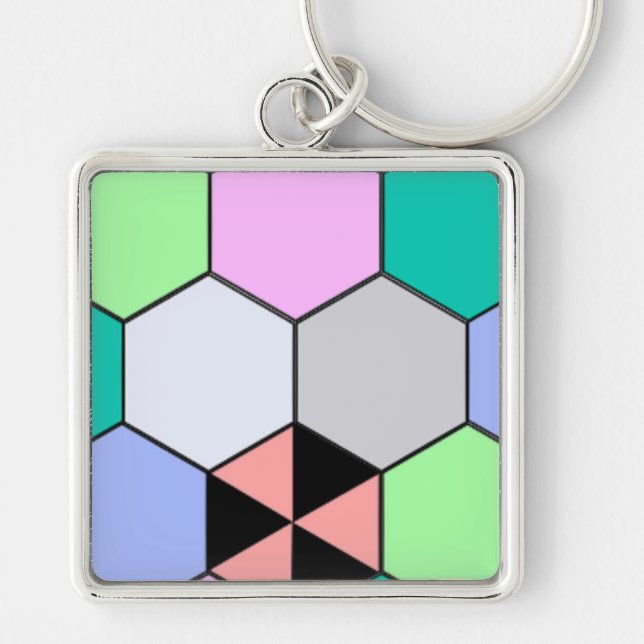 PORTE-CLÉS HEXAGON COLORÉ (Devant)