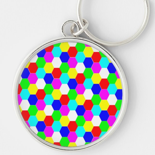 PORTE-CLÉS HEXAGONS COLORÉS (Devant)