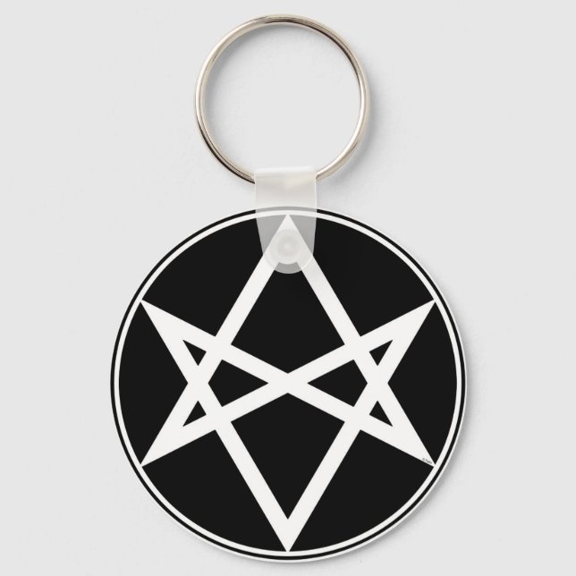 Porte-clés Hexagramme unicoural blanc tombé (Recto)
