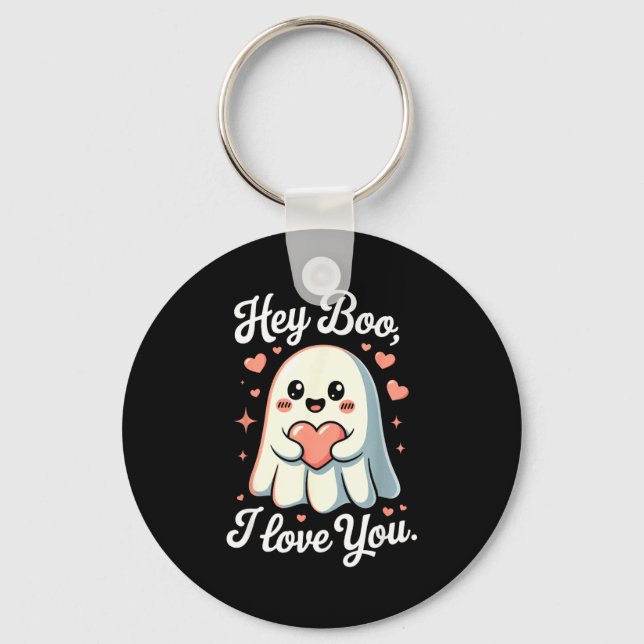 Porte-clés Hey Boo I Love You Cute Ghost Heart Valentine Coup (Recto)