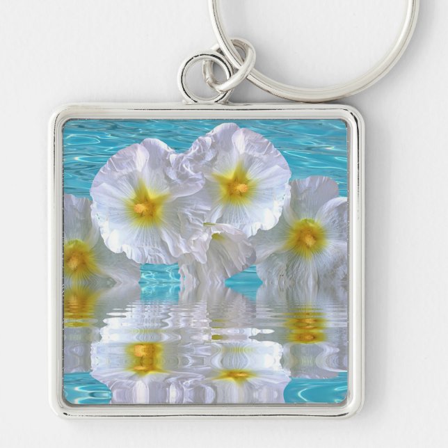 Porte-clés Hibiscus blanc (Devant)