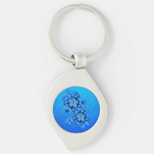 Porte-clés Hibiscus Bleus Et Tortues Honu