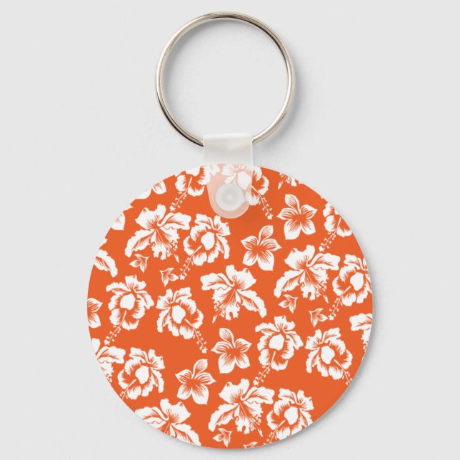 Porte-clés Hibiscus d'Hawaï orange (Recto)