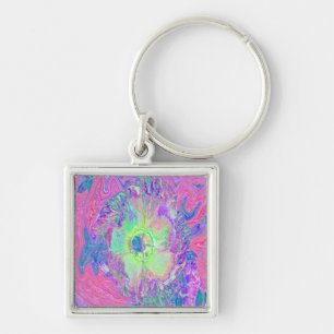 Porte-clés Hibiscus Psychedelique Tripant Vert Citron et Viol