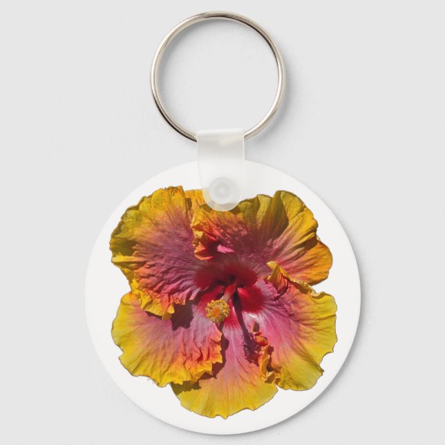 Porte-clés Hibiscus rose et orange (Recto)