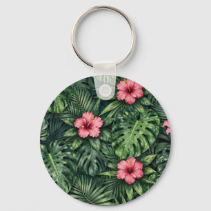 Porte-clés Hibiscus Tropical Monstera Motif Jungle