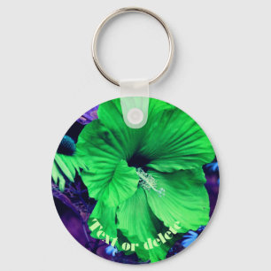 Porte-clés Hibiscus vert Abstrait Fleur personnalisée