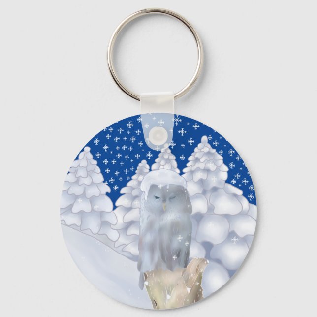 Porte-clés Hibou dans la neige (Recto)