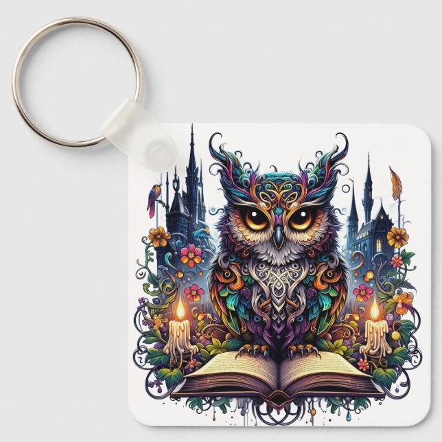 Porte-clés Hibou Magique Livresque (Recto)