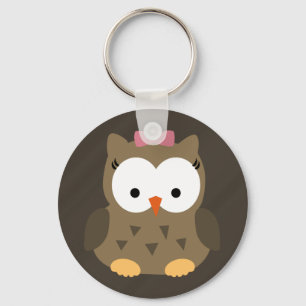 Porte-clés Hibou mignon de bébé avec l'arc rose