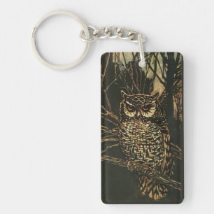 Porte-clés Hibou vintage dans les bois