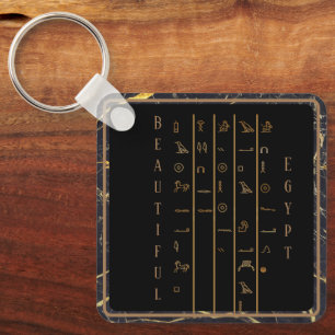 Porte-clés Hiéroglyphes Belle Egypte cadre noir et or