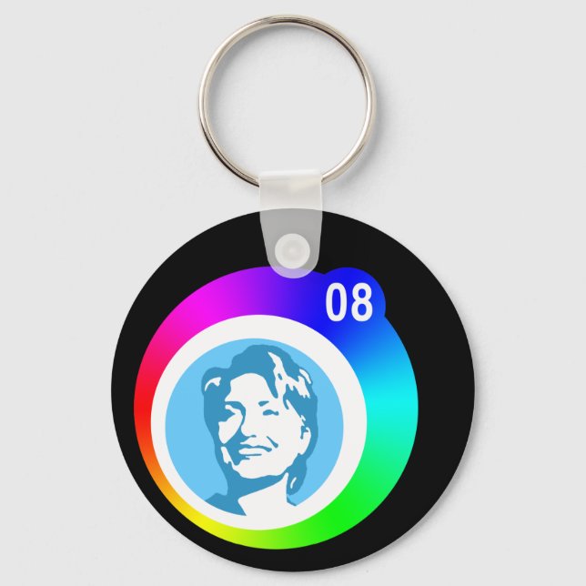 Porte-clés hillary clinton. bulles arc-en-ciel. (Recto)