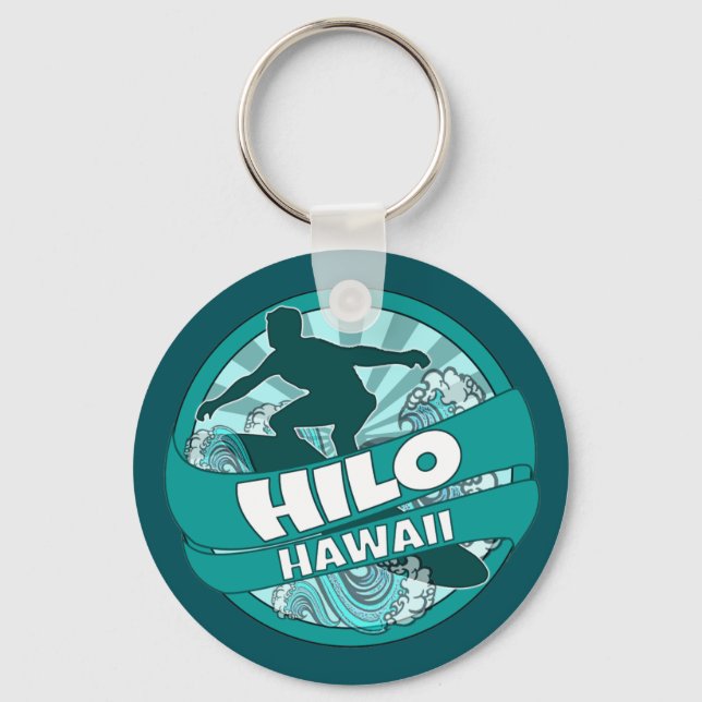 Porte-clés Hilo Hawaii turquoise surfer logo porte - clé (Recto)