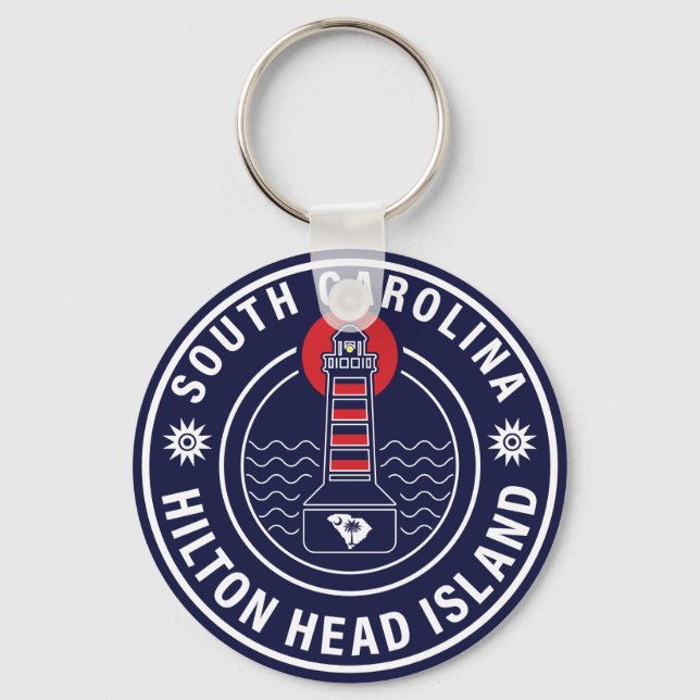 Porte-clés Hilton Head Island Lighthouse Retro Sunset (Recto)