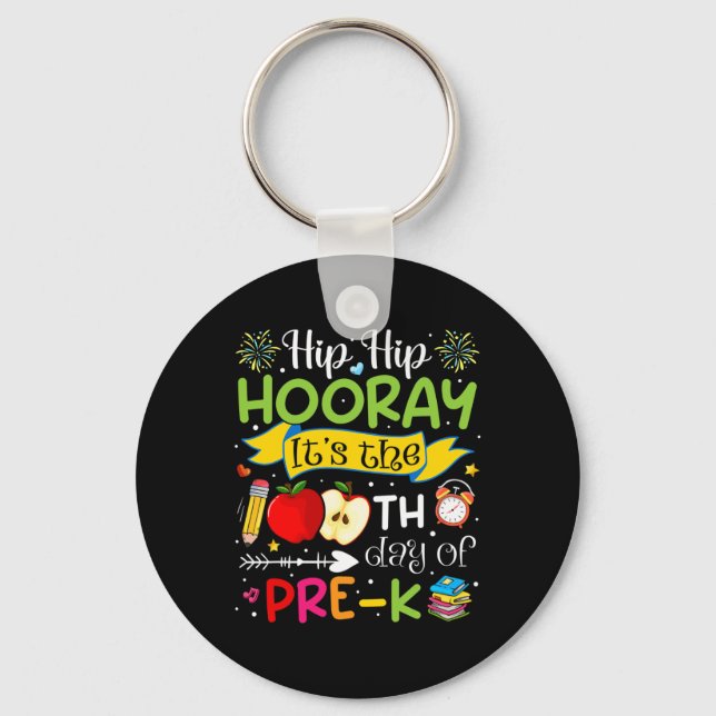 Porte-clés Hip Hooray C'est le 100e jour de Pré-k Enseignant  (Recto)