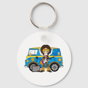 Porte-clés Hippie Boy with Guitar & Camper Van