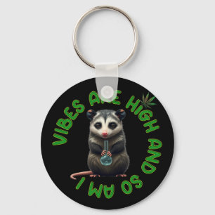 Porte-clés Hippie Opossum Vibes Défoncé Humour Drôle Personna