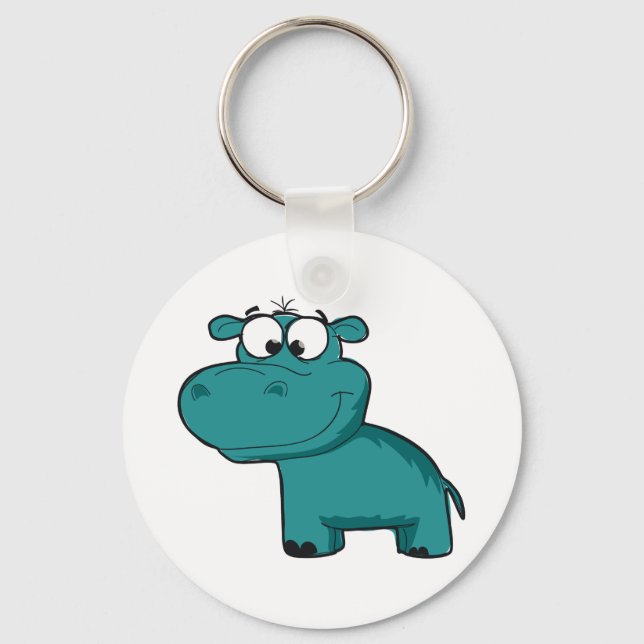 Porte-clés Hippo heureux bleu (Recto)