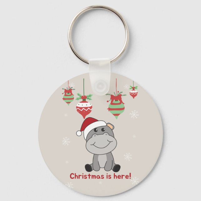 Porte-clés Hippo Joyeux Noël Animaux d'hiver Hippos Keycha (Recto)